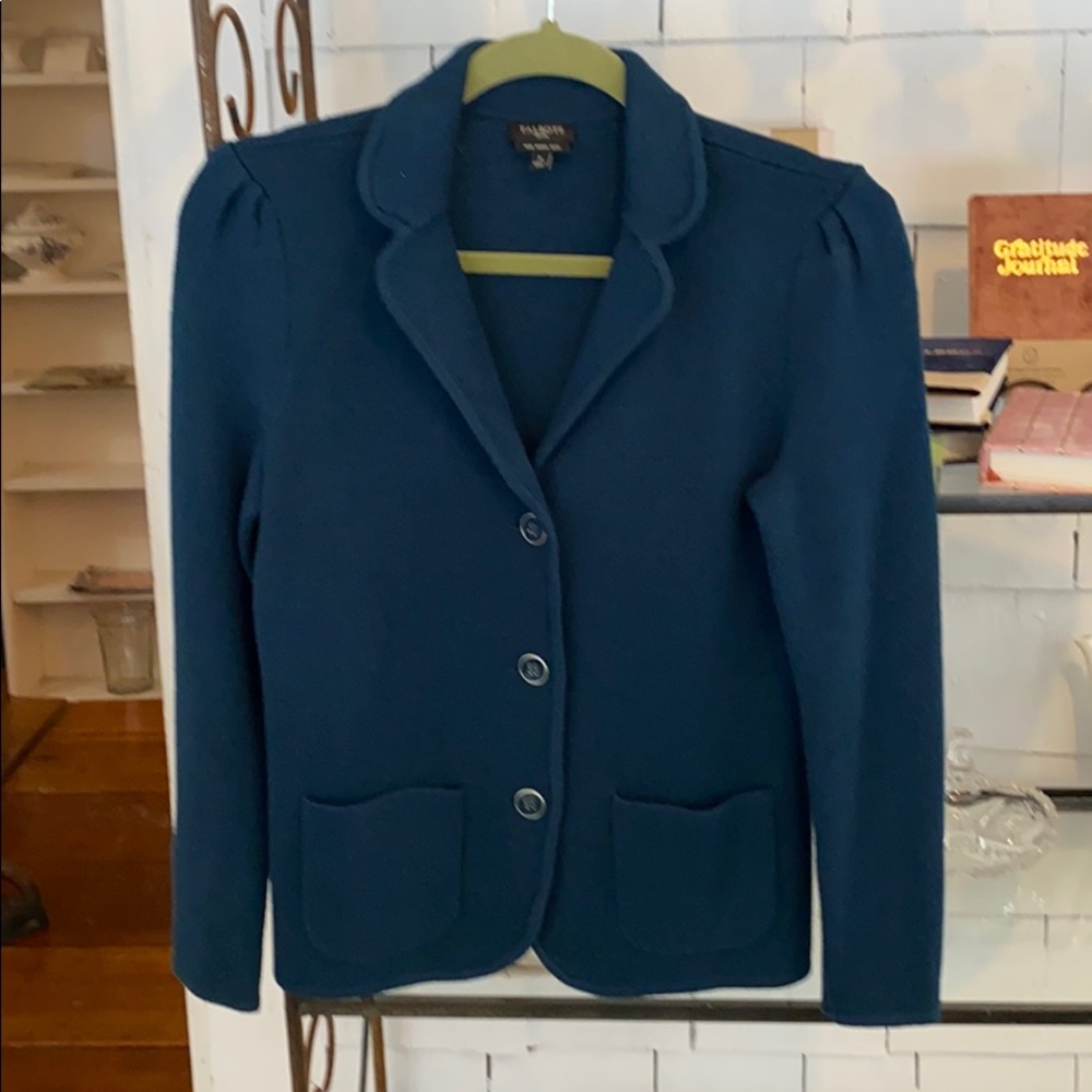 NWOT Talbots Marino Wool Teal Cardigan Size P